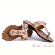 Шлепки Selena 1800 бежево-черный